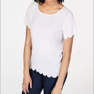 NWOT French Connection Scalloped Crepe Top XS